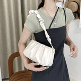 Retro Women Handbags PU Leather Shoulder Bag White/Black/Brown Zipper Bags