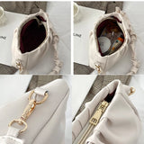 Retro Women Handbags PU Leather Shoulder Bag White/Black/Brown Zipper Bags