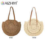 Retro Straw Woven Large Capacity Shoulder Tote Shopping Bag for Women