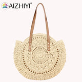 Retro Straw Woven Large Capacity Shoulder Tote Shopping Bag for Women