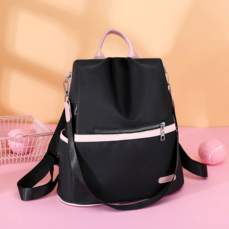 Retro Anti-Theft Backpack Oxford Cloth Shoulder Bag Zipper Large Capacity