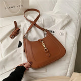 Retro Women Lock Hobo Bags High Crossbody Shoulder Bag Niche Jackie Pink Handbag