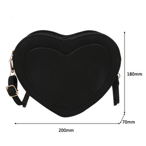 Retro Love Heart Shoulder Bag Matte Leather Crossbody Purse Handbag
