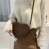 Retro Love Heart Shoulder Bag Matte Leather Crossbody Purse Handbag