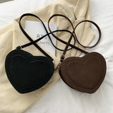 Retro Love Heart Shoulder Bag Matte Leather Crossbody Purse Handbag