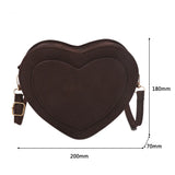 Retro Love Heart Shoulder Bag Matte Leather Crossbody Purse Handbag