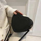 Retro Love Heart Shoulder Bag Matte Leather Crossbody Purse Handbag