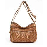 Retro Women Messenger Bag Crossbody Soft Washed PU Leather Handbags