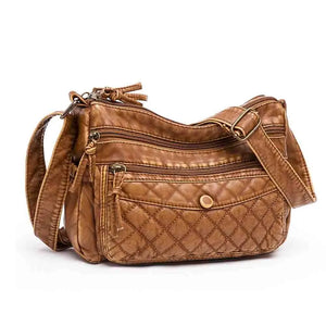 Retro Women Messenger Bag Crossbody Soft Washed PU Leather Handbags