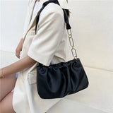 Vintage Ruched Shoulder Hobo Bag Ladies Evening Handbag