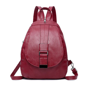 Retro Women PU Leather Backpack College School Bag Student