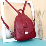 Retro Women PU Leather Backpack College School Bag Student