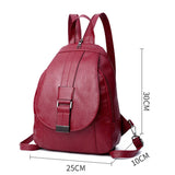Retro Women PU Leather Backpack College School Bag Student