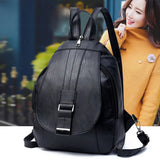 Retro Women PU Leather Backpack College School Bag Student