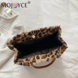 Retro Women PU Leather Plush Messenger Handbag Animal Pattern Large Capacity Tra