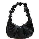 Retro Women Pleated PU Underarm Bag Casual Ladies Top-handle Handbag