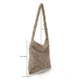 Retro Women Plush Rhombus Shoulder Bags Large Capacity Soft Fluffy Fur Tote Bags