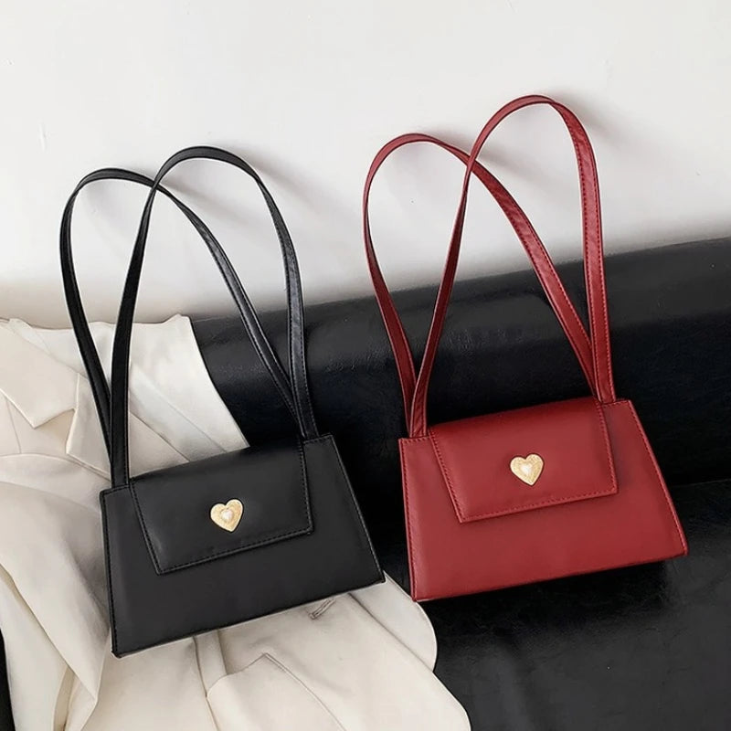 Vintage Red Wine Shoulder Bag PU Leather Tote Purse Handbag