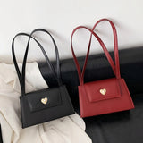 Vintage Red Wine Shoulder Bag PU Leather Tote Purse Handbag