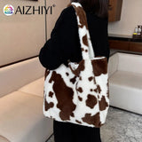Creative Cow Milk Printing Shoulder Bag Plush Underarm Bag