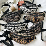 Leopard Print Shoulder Bag Casual Flannel Waist Pack Handbag
