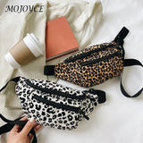 Leopard Print Shoulder Bag Casual Flannel Waist Pack Handbag