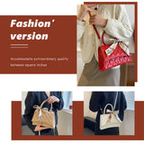 Retro Women Silk Scarf Leather Shoulder Bag Checker Pattern Shopping Handbags