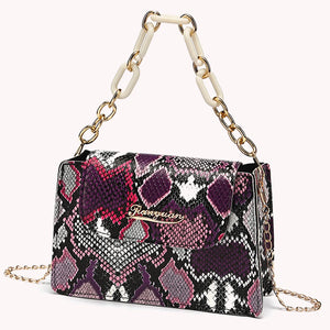Retro Snake Pattern Leather Shoulder Bag Chain Purse Crossbody