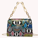 Retro Snake Pattern Leather Shoulder Bag Chain Purse Crossbody