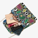 Retro Snake Pattern Leather Shoulder Bag Chain Purse Crossbody