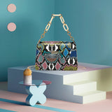 Retro Snake Pattern Leather Shoulder Bag Chain Purse Crossbody