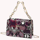Retro Snake Pattern Leather Shoulder Bag Chain Purse Crossbody