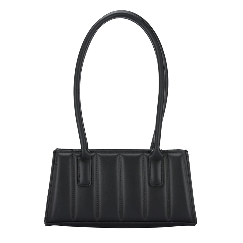Retro Stripe Embossing Shoulder Bag Soft PU Leather Handbag