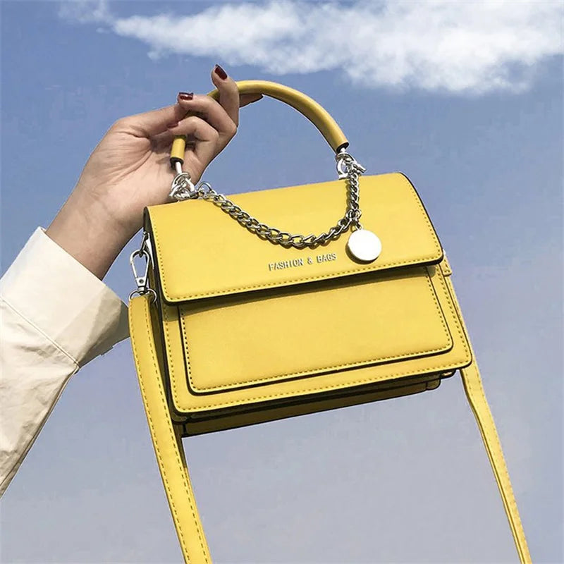 Retro PU Leather Women's Totes With Chain Shoulder Handbags