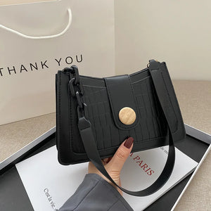 Retro Women's Chain Small Shoulder Bag PU Leather Armpit Bag Tote Purse Handbags