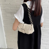 Retro Women's Small Shoulder Bag Chain PU Leather Underarm Tote Purse Handbags