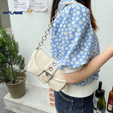 Retro Small Shoulder Bag PU Leather Underarm Tote Purse Handbags