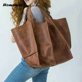 Retro Women's Leather Handbags Tote Bag Soft Pu Leather Shoulder Bags
