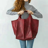 Retro Women's Leather Handbags Tote Bag Soft Pu Leather Shoulder Bags