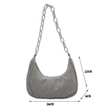 Retro Women's Saddle Bag Corduroy Solid Chain Small Hobos Underarm Bags