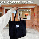 Canvas Shoulder Bag Solid Fresh Buckle Tote Large Handbag