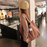 Canvas Shoulder Bag Solid Fresh Buckle Tote Large Handbag