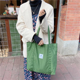 Canvas Shoulder Bag Solid Fresh Buckle Tote Large Handbag
