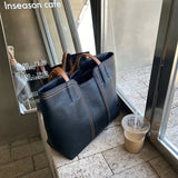 Retro Women's Tote Handbags Autumn Pu Leather Large Capacity Shoulder Bag