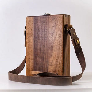Retro Wooden Portable Crossbody Postman Bag Writers Messenger Wood Box