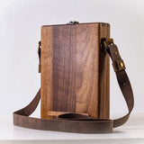 Retro Wooden Portable Crossbody Postman Bag Writers Messenger Wood Box