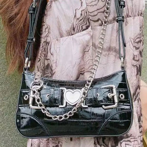 Y2k Crocodile Pattern Girls Shoulder Bag
