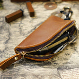 Vintage Crazy Horse Leather Key Bag Waist Hanging Wallet