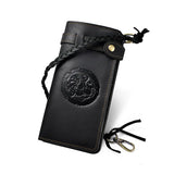 Retro Crazy Horse Leather Men's Long Chain Wallet Clutch Purse