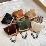 Colorful Chain Handbag Women's Messenger Bag Wooden Clip Bag